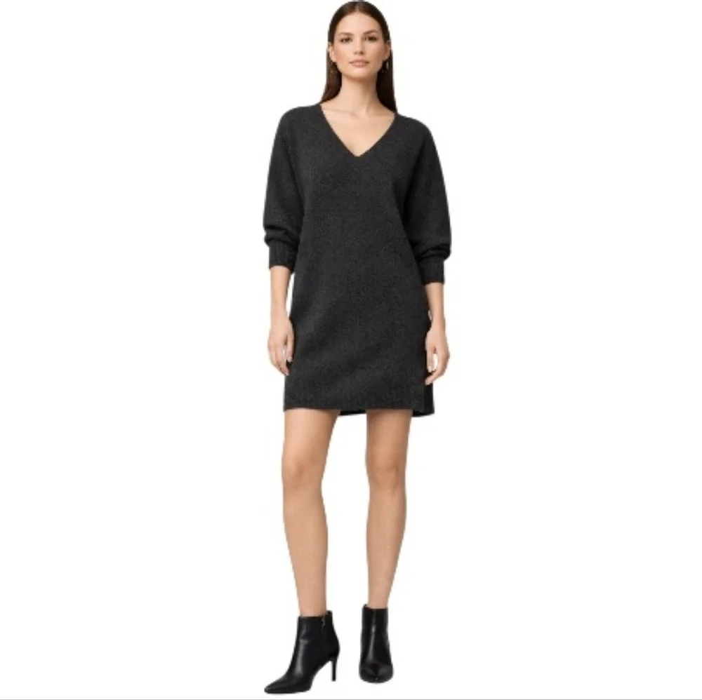 cashmere sweater dress short Women's Mongolian Cashmere Short Sleeve Mini Dress in Faded Denim, Size Medium by Quince